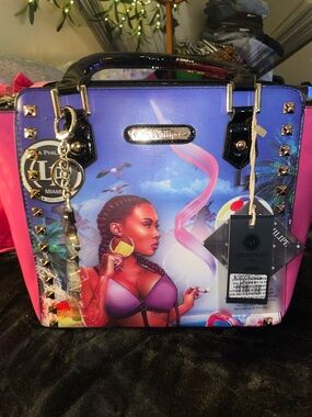 Miami Purple & Pink Printed Tote Bag